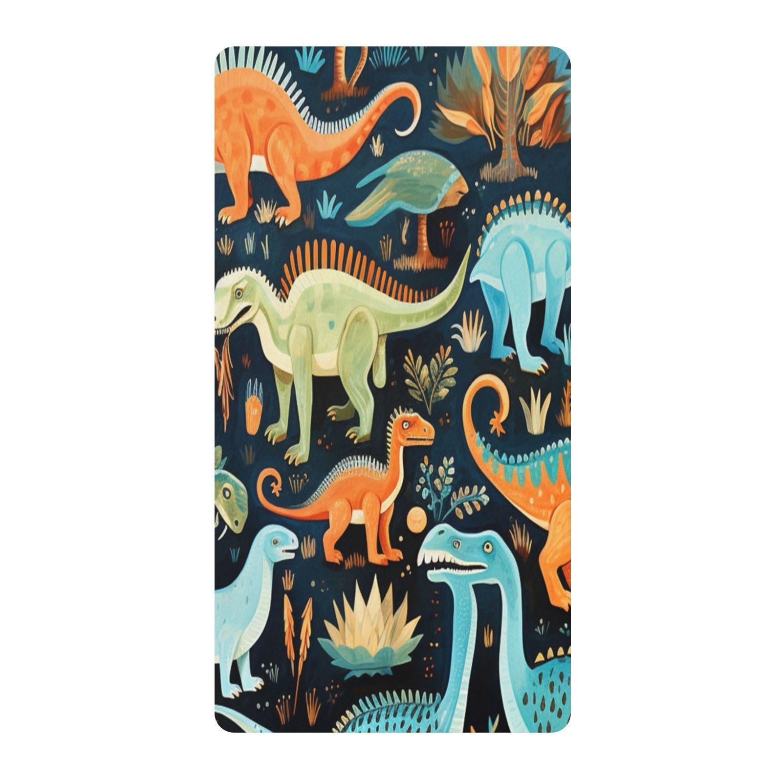 Brown Dinosaurs Animals Toddler Crib Sheet Soft Cotton Baby Play Sheets Fitted for Mattress Playard