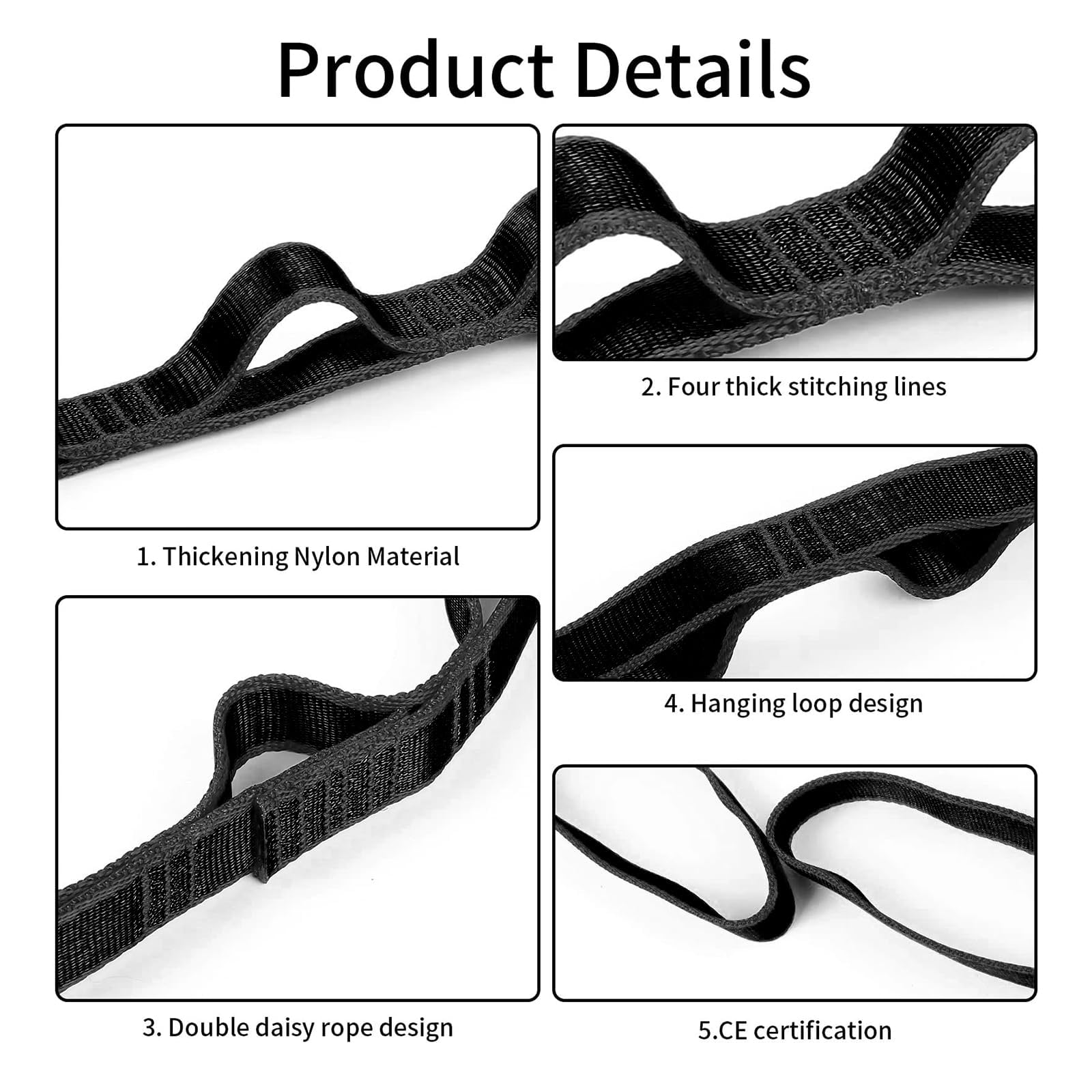 Daisy Chain 180 cm|Cinghie per Altalena per Yoga|Passante per Arrampicata|Stretching Yoga Amaca|Fascia per Esercizi Regolabile in Nylon|Fascia per Esercizi per Stretching,Pilates,Fitness