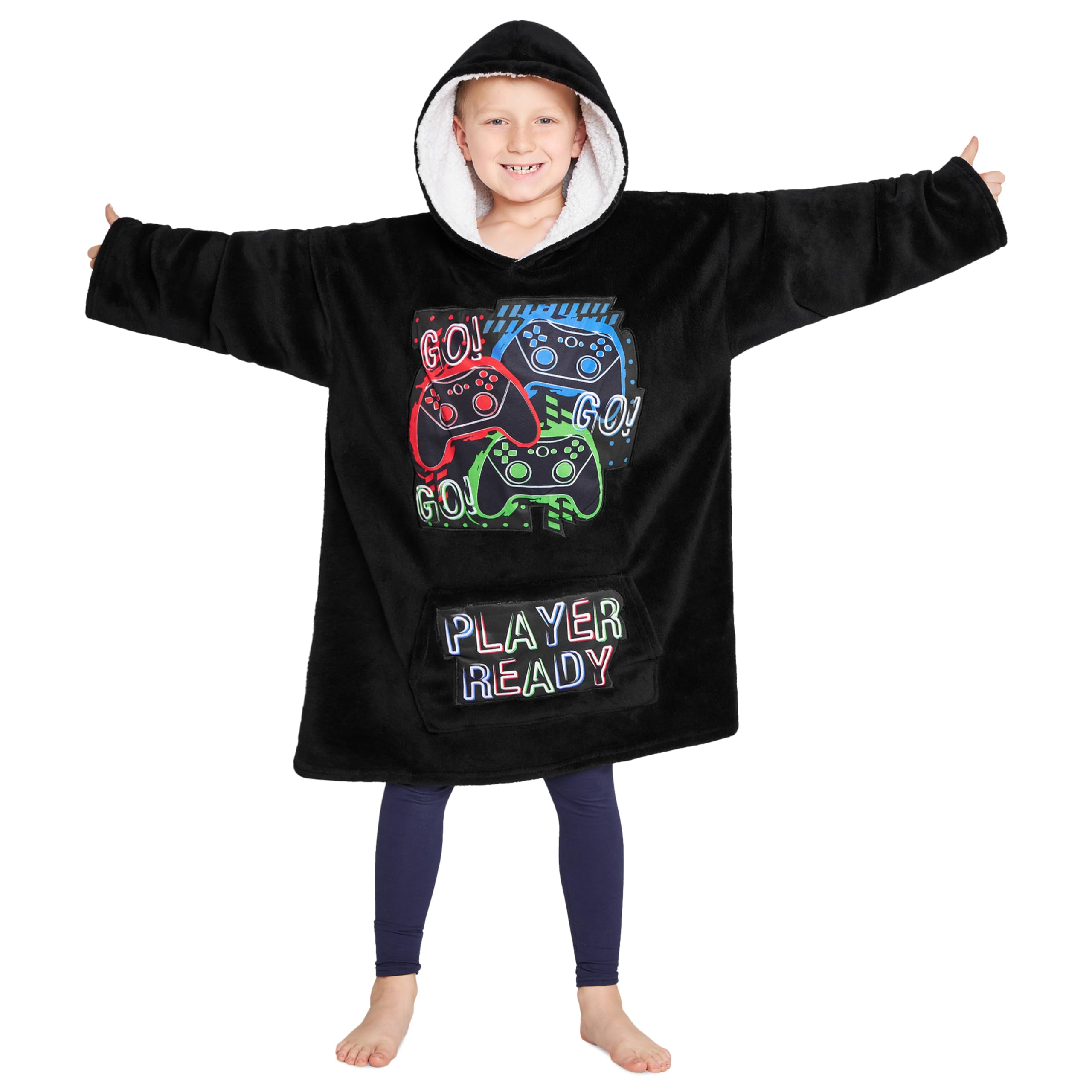 CityComfort Felpa Coperta Bambino - Felpe Oversize con Cappuccio in Morbido Pile Taglia Unica - Regalo per Gamer