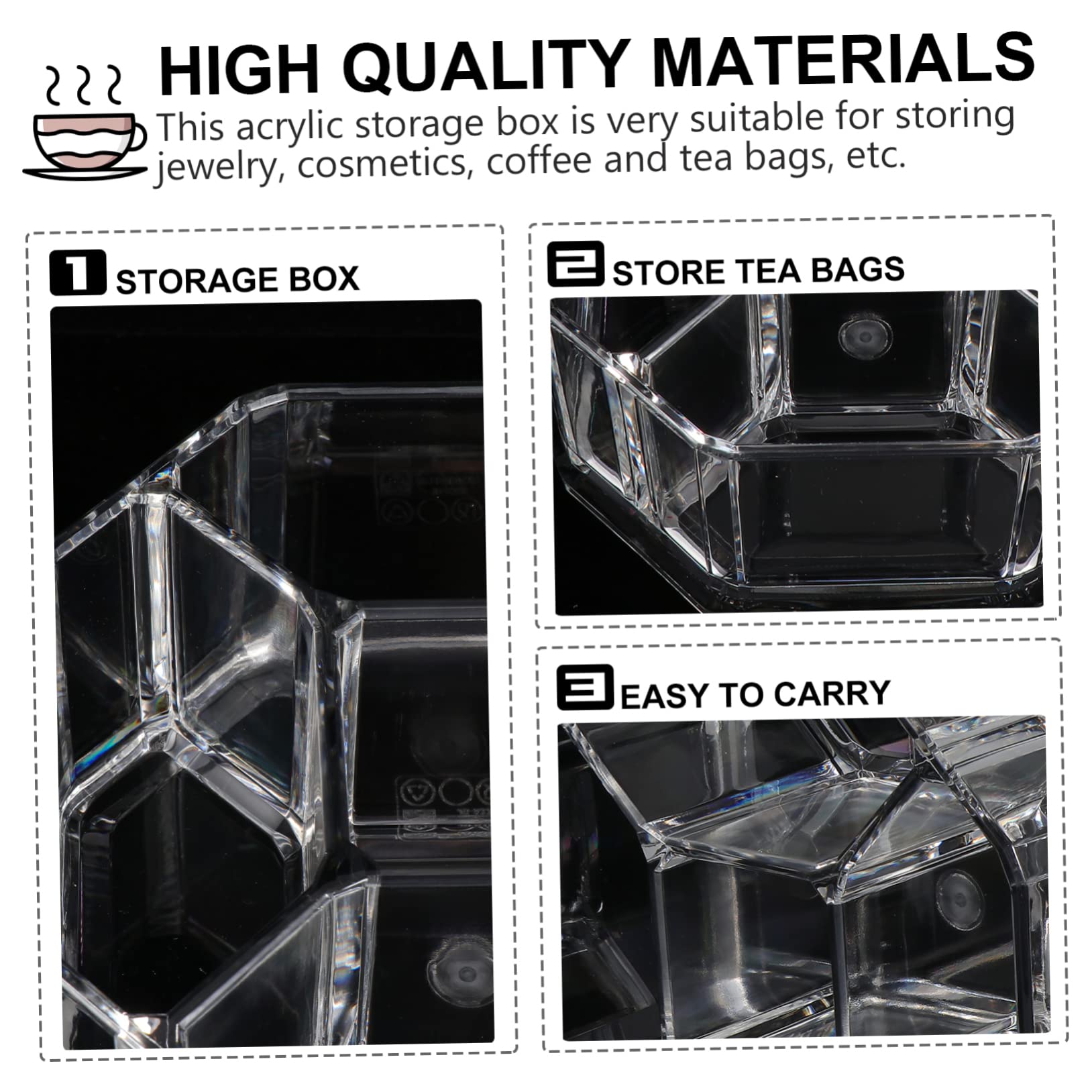 CIYODO 1pc Multipurpose Transparent Storage Box Organizer for Tea Sugar and Items for Home Office and Cafe Use Smooth Edges for Safe Handling