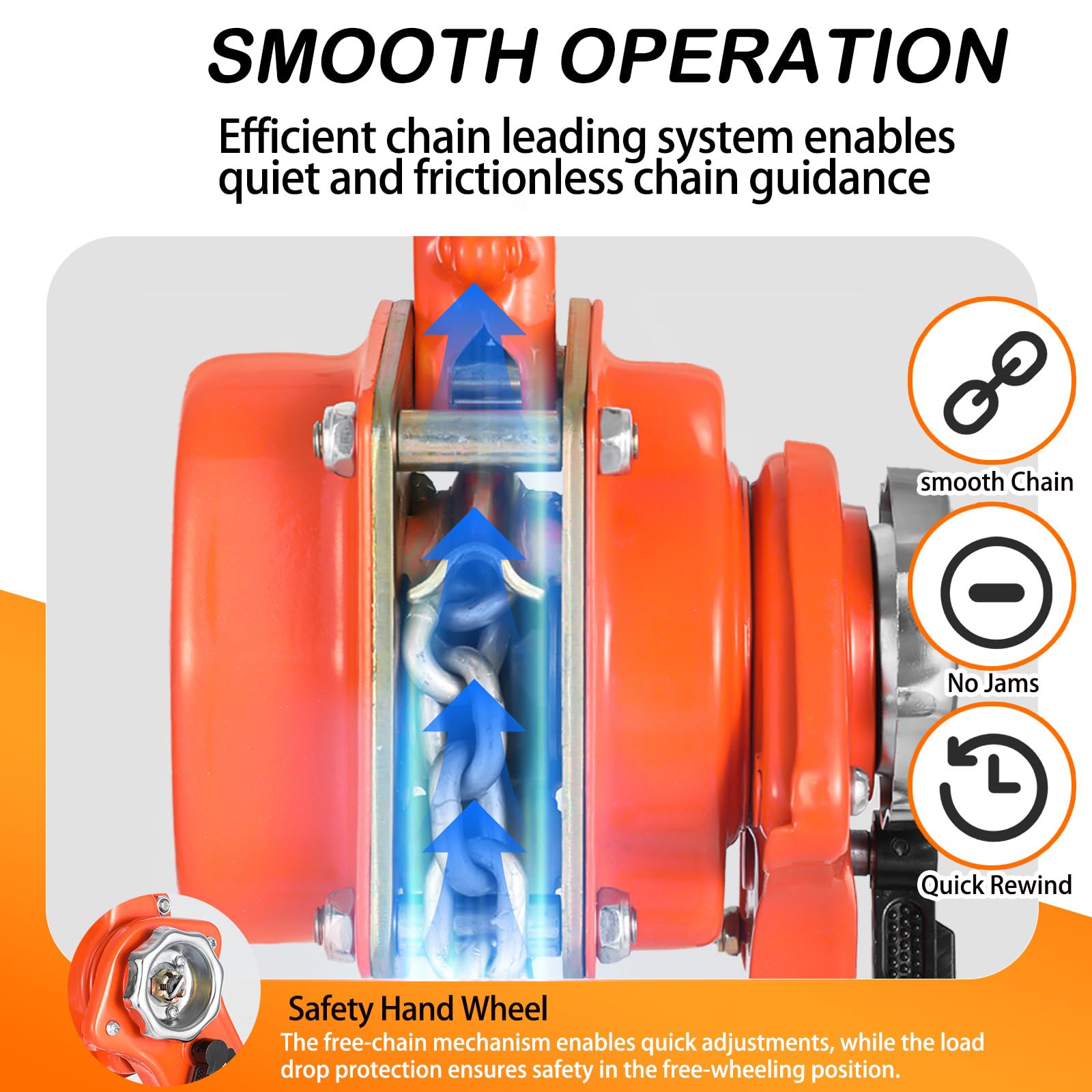 1 Ton Chain Hoist - 10FT Lift, Manual Ratchet -7