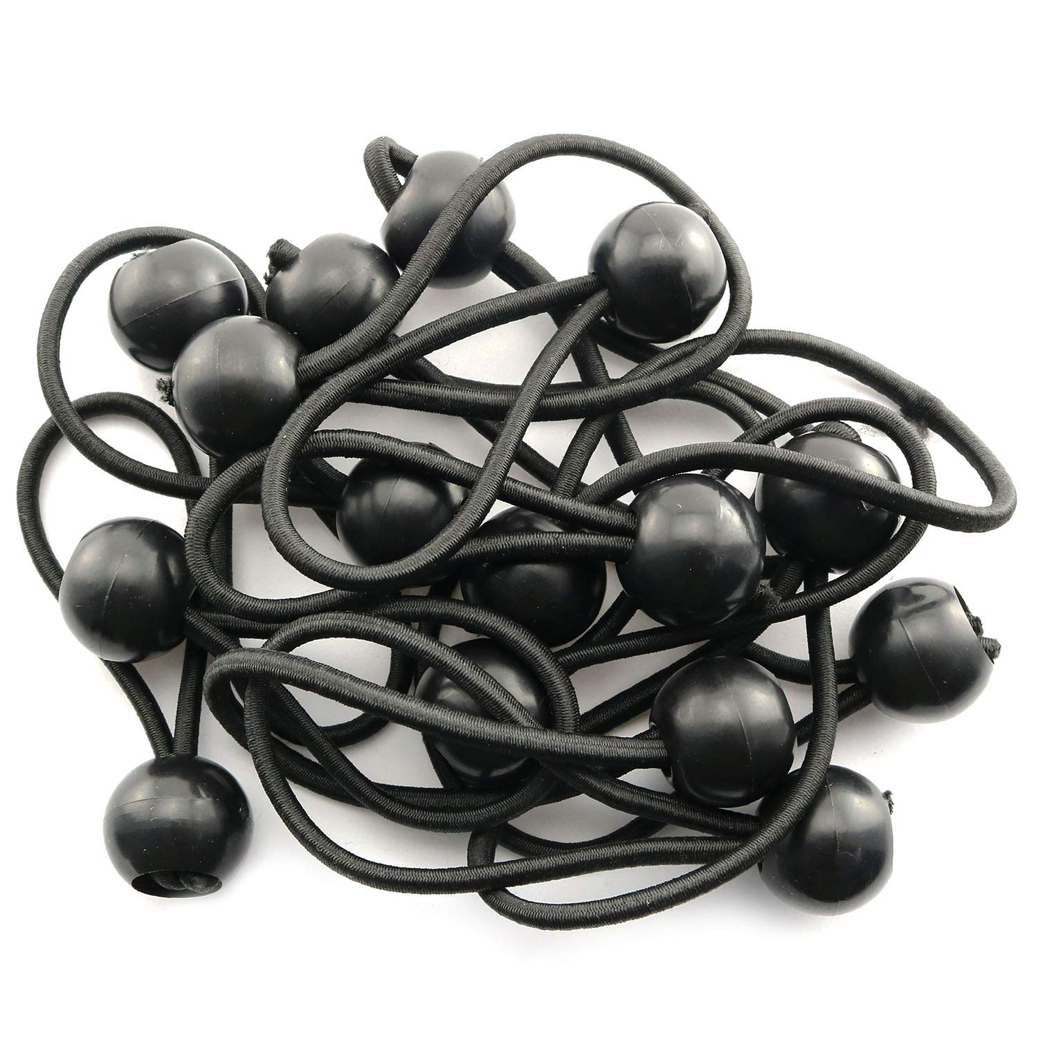 JCBIZ 15pcs 100mm Bungee Balls Plastic Ball Elastic Rope Tarp Bungee Cords for Camping, Tents, Cargo, Projector Screen, Canopy Tent