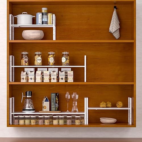 Miniatura 4 de Redrubbit Organizador de estantes expandibles, estantes apilables para encimera de cocina, estante de especias para cocina, baño, despensa, armario,