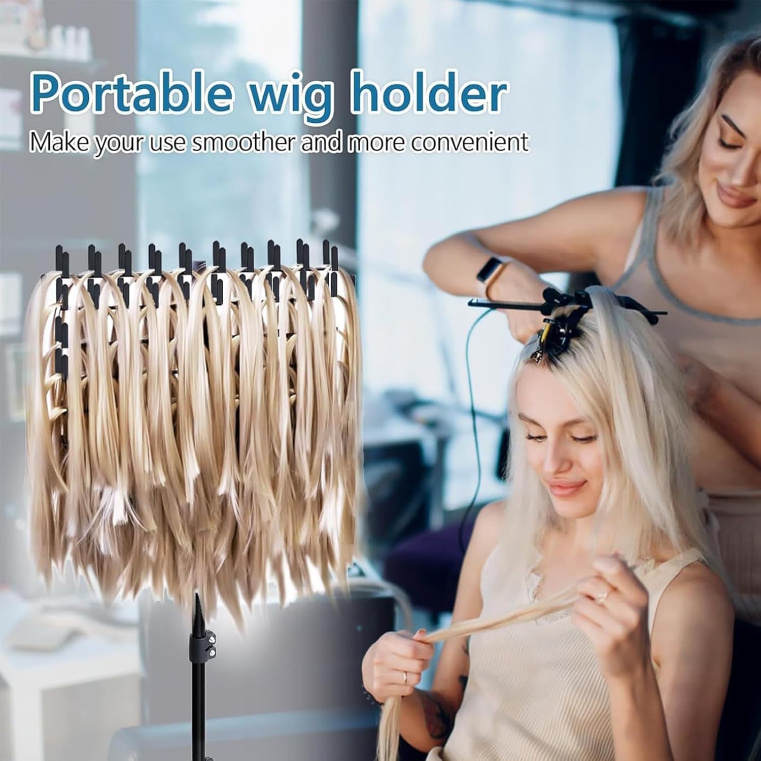Support réglable pour tresses avec 144 pinces pour coiffeurs et tresseurs
