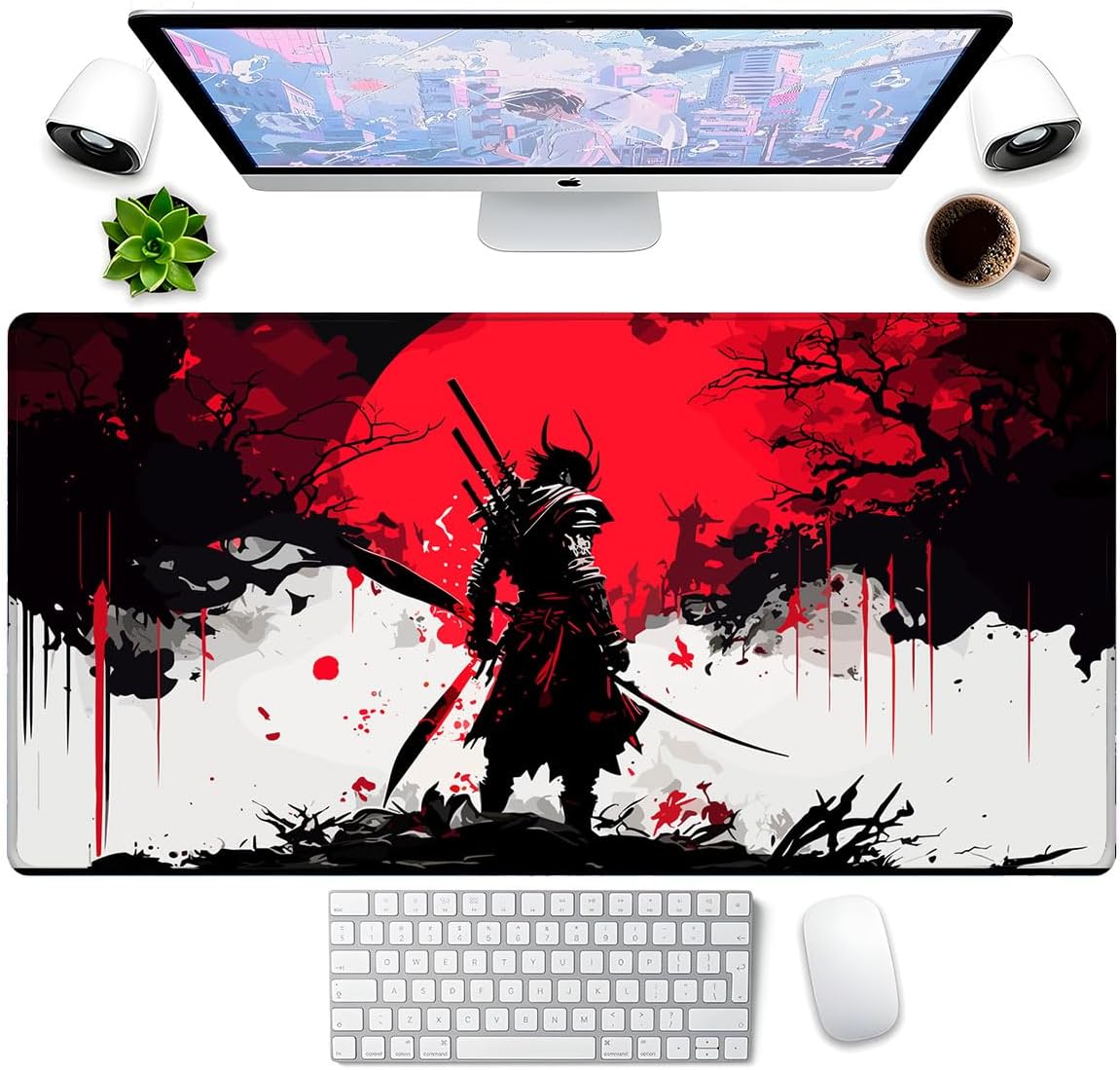 Mouse Pad Gamer Profissional Confortável Antiderrapante Escritório e Games 90x40 - Samurai