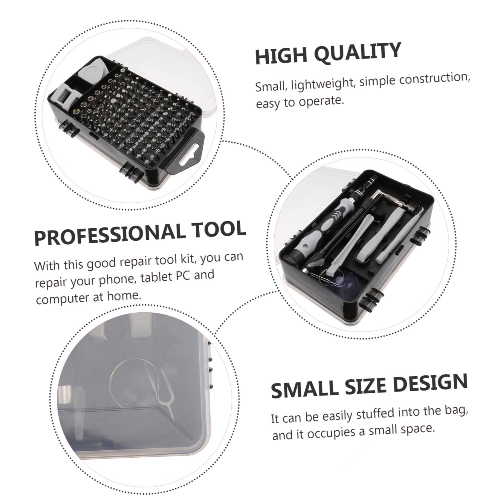 BESTonZON Kit di Riparazione Smartphone e Tablet 115 in 1 Nero | Acciaio al Cromo-vanadio, Facile da Usare, per Interventi su Cellulari e Tablet PC Colore Casuale