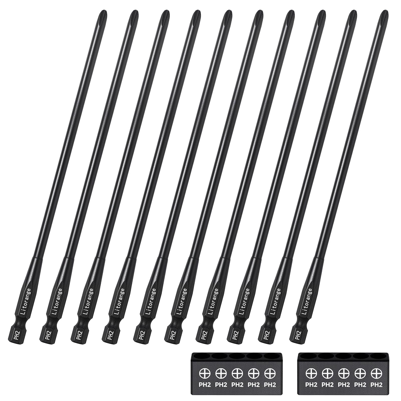 Embout de tournevis PH2 long Litorange pour visser sans glisser dans la cloison sèche