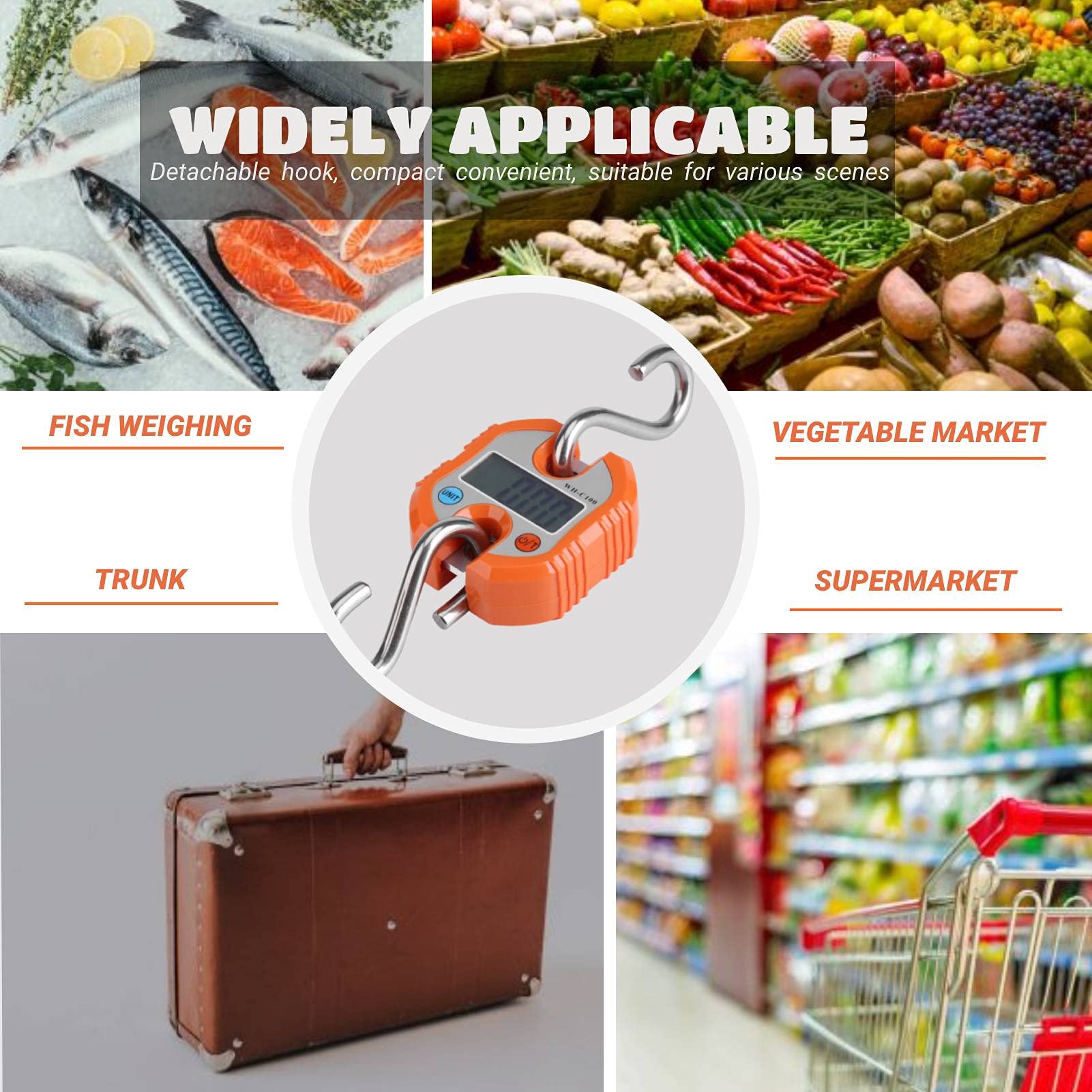 Kofferwaage Digital, Küchenwaage Gepäckwaage Kranwaagen 150KG Kofferwaage Digital mit Haken, LCD Elektronische Digital Fischwaagen Handwaage für Reisen Koffer, Fischerei