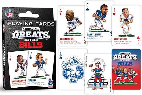Miniatura 3 de MasterPieces Naipes de Buffalo Bills con licencia oficial de la NFL, baraja de 54 cartas para adultos