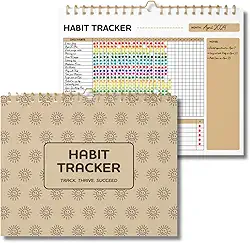 VEX ECOM LTD. Calendário Smiley Habit Tracker – Rastreador diário semanal de 12 meses sem data, objetivo motivacional e planejador para hábitos atômicos, diário de autocuidado com encadernação em