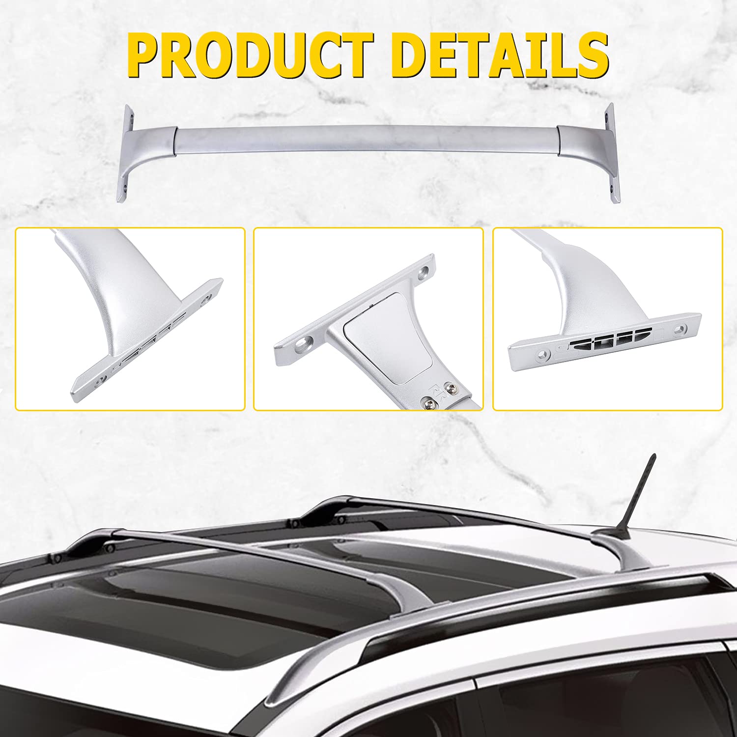 AUXMART Roof Rack Cross Bars Fit For Nissan Rogue 2014 2015 2016 2017 2018 2019 2020 , Silver