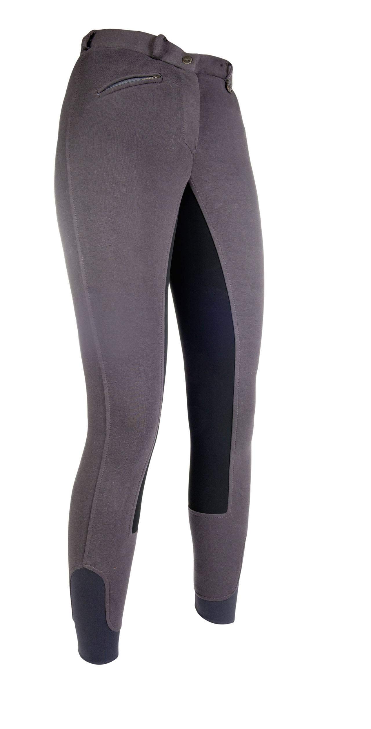 HKM - Pantaloni da Equitazione Basic Belmtex Grip Easy- 3/4 con Inserti 9191, Unisex - Adulto, Pantaloni, 4057052121289, 9591 Grigio/Nero, 52