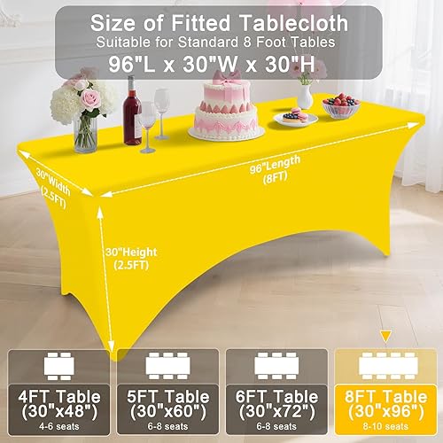 Miniatura 66 de Smiry Paquete de 2 manteles de elastano de 6 pies, elásticos ajustables, lavables y sin arrugas, rectangulares para mesa de patio, para exteriores,