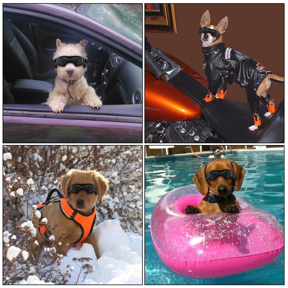 Occhiali per Animali Domestici, Occhiali da Sole per Cani di Piccola Taglia, Antivento Occhiali per Cani con Cinturino Regolabile, Anti UV, Impermeabili, per Cani di Taglia Piccola/Media (S)