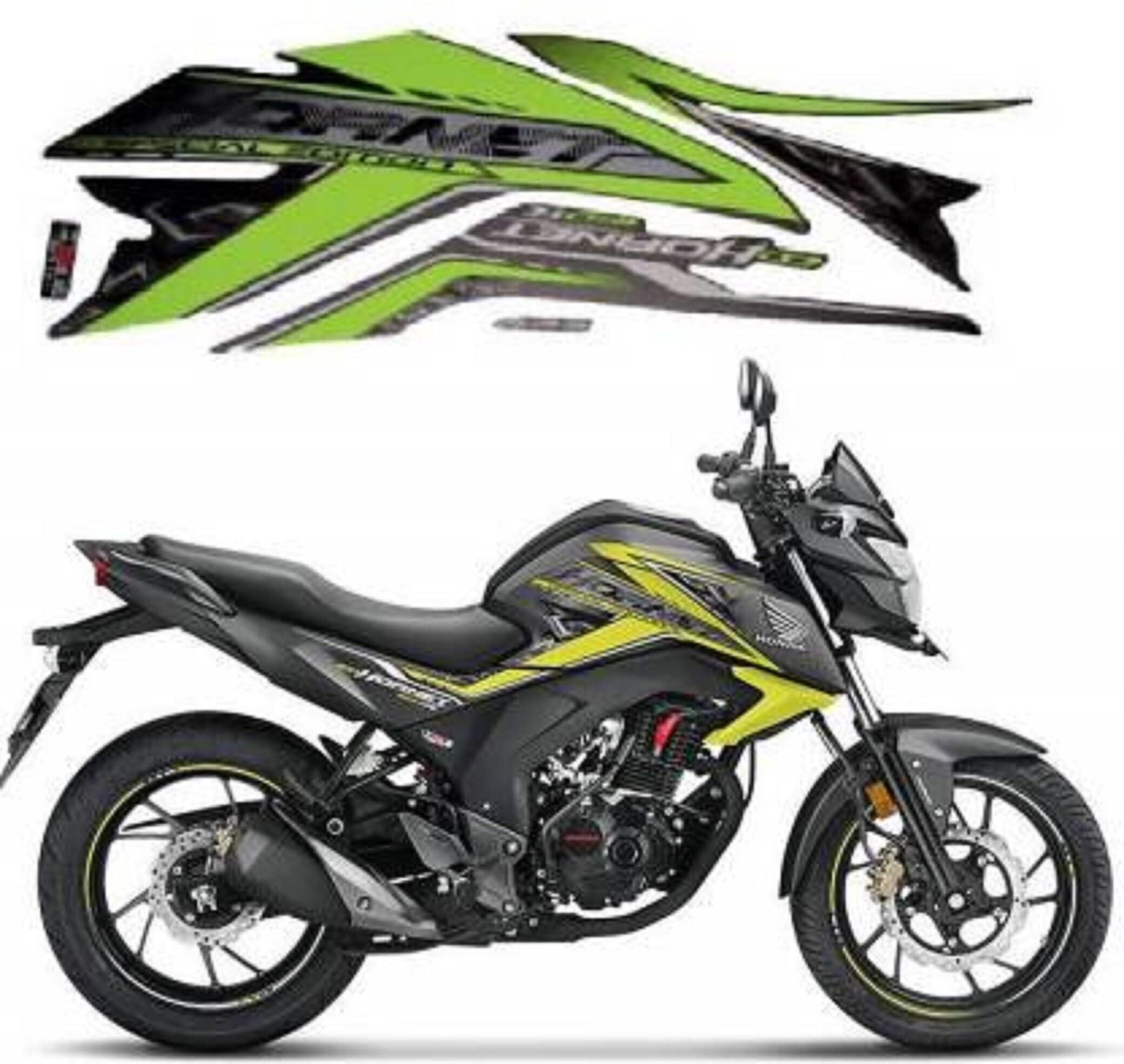 Sticker & Decal for Bike (Green, Multicolor) (CB Hornet Green Big)