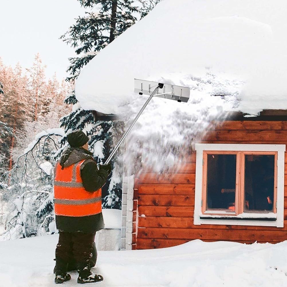 Aluminum Roof Snow Rake , Telescoping Pole Extends 147-607Cm (58-239In), Soft Grip Handle, No-Tools Assembly, Also for Leaves Debris Removal