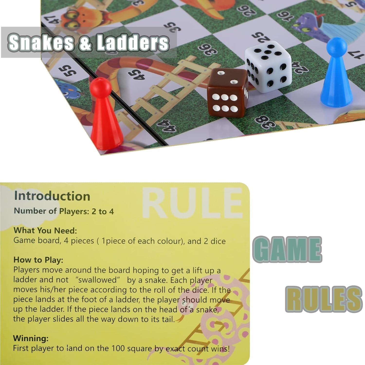 Snakes and Ladders Board Game Set-9.8", Magnetic Folding Travel Game, Family Fun Toys/Gift for Kids and Adults