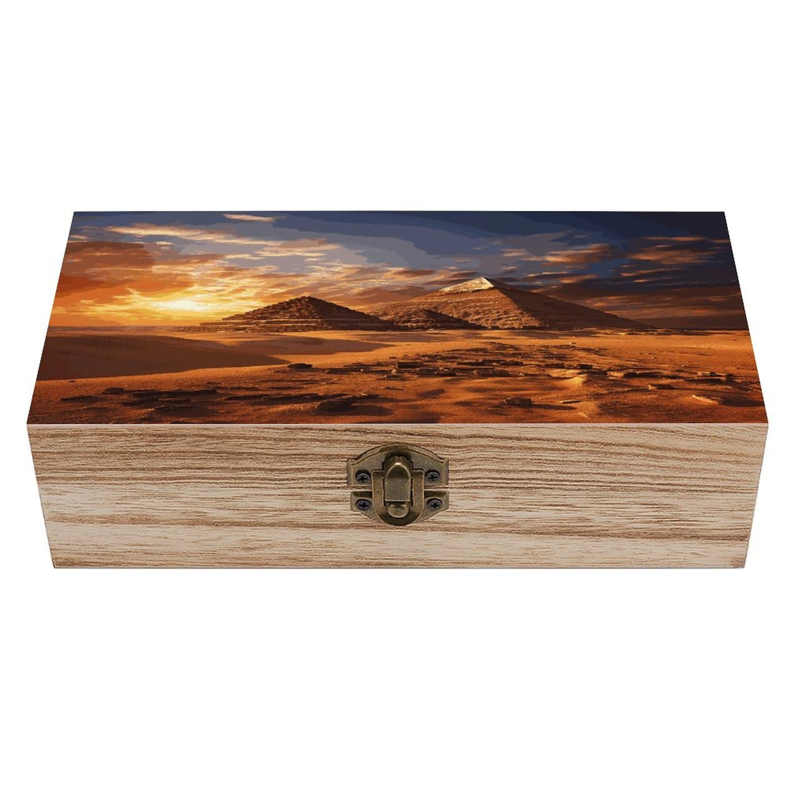 LPAGBCNU Wooden Jewelry Box Keepsake Storage Organizer Egyptian Pyramids Handmade Wooden Box for Storing Jewelry Coins Tartot Cards Small Treasures