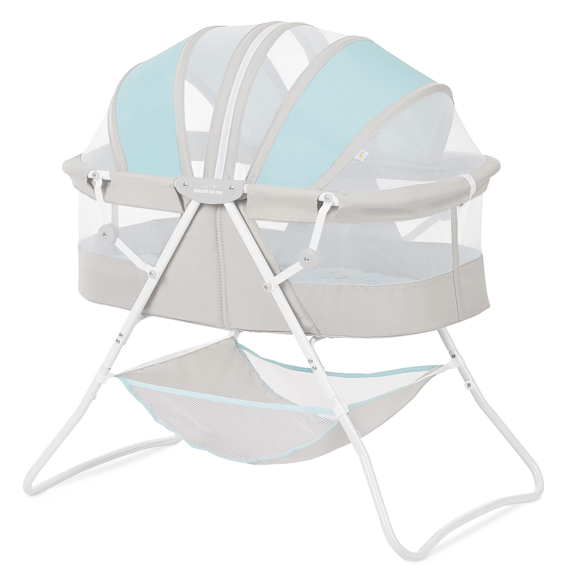 Dream On Me Karley Portable Infant Bassinet, Double Mesh Canopy, Blue/Grey