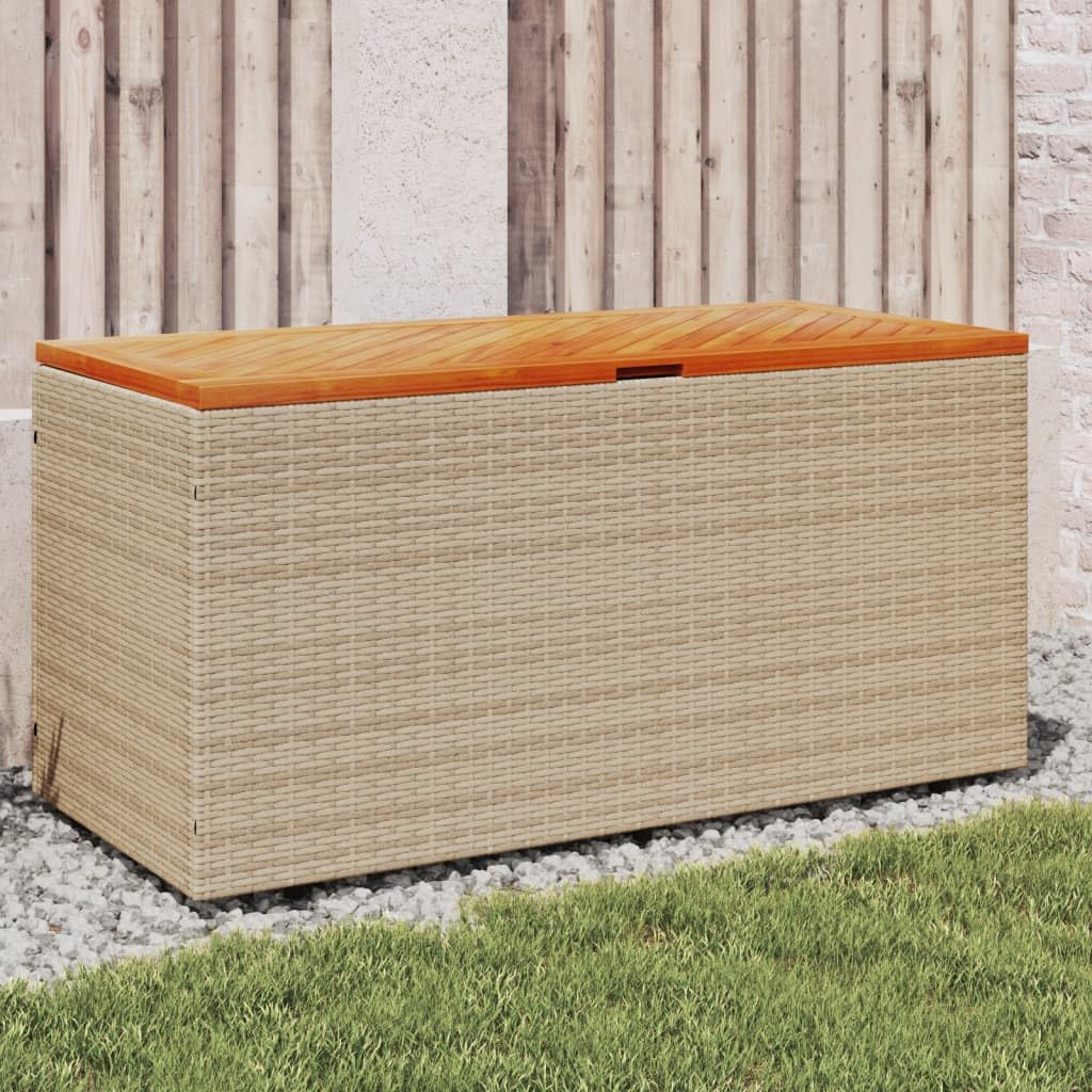 Gecheer Contenitore da Giardino Beige 110x50x54 cm Polyrattan e Acacia