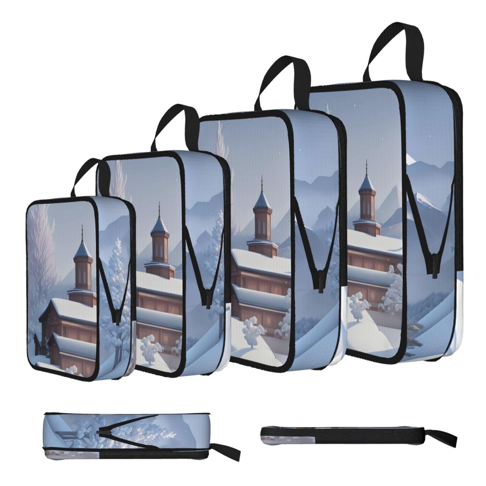 Sxzvvbn Black Winter Landscape Compression Packing Cubes 4 Piece Set
