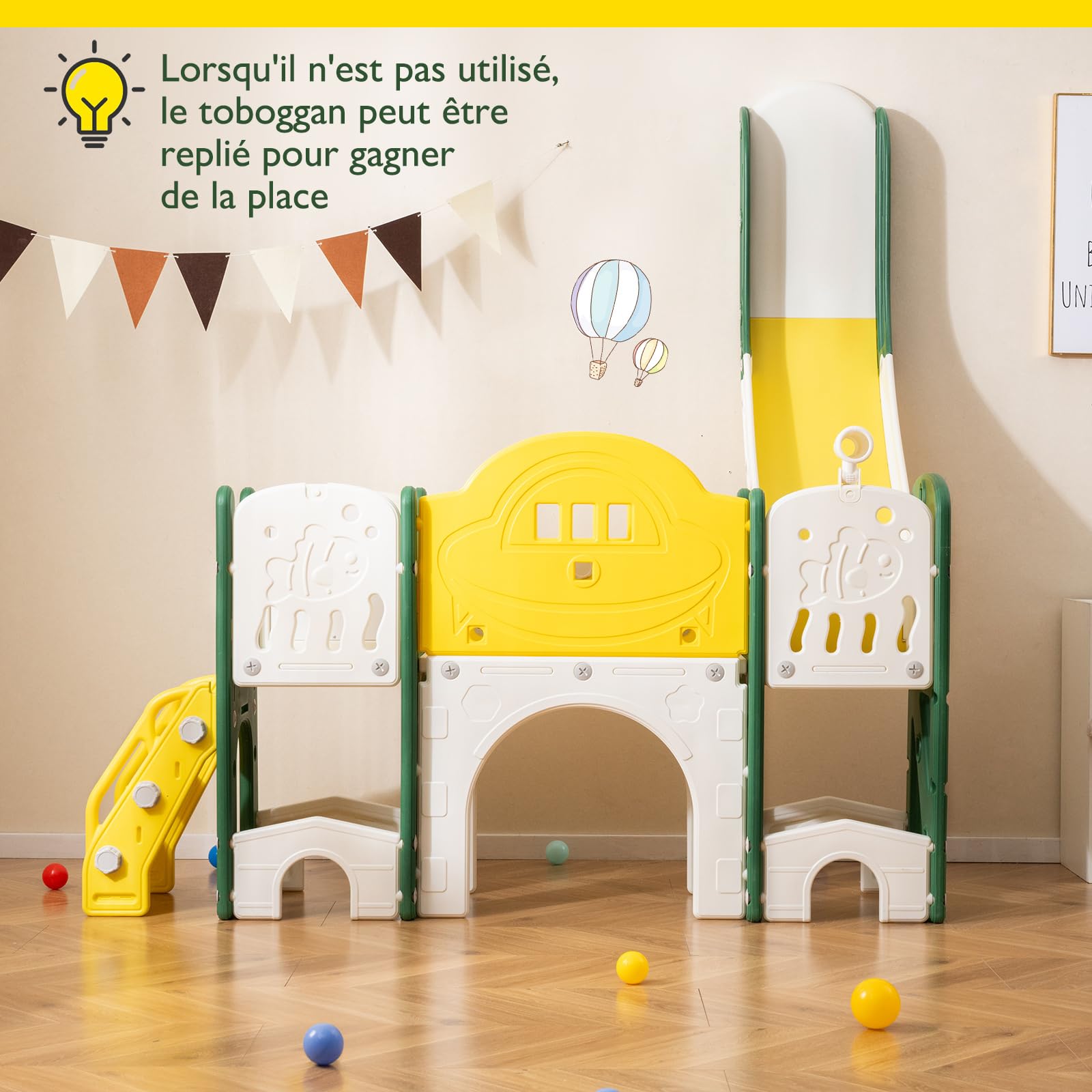 COSTWAY 10 en 1 Toboggan Enfant en HDPE avec Panier de Basket