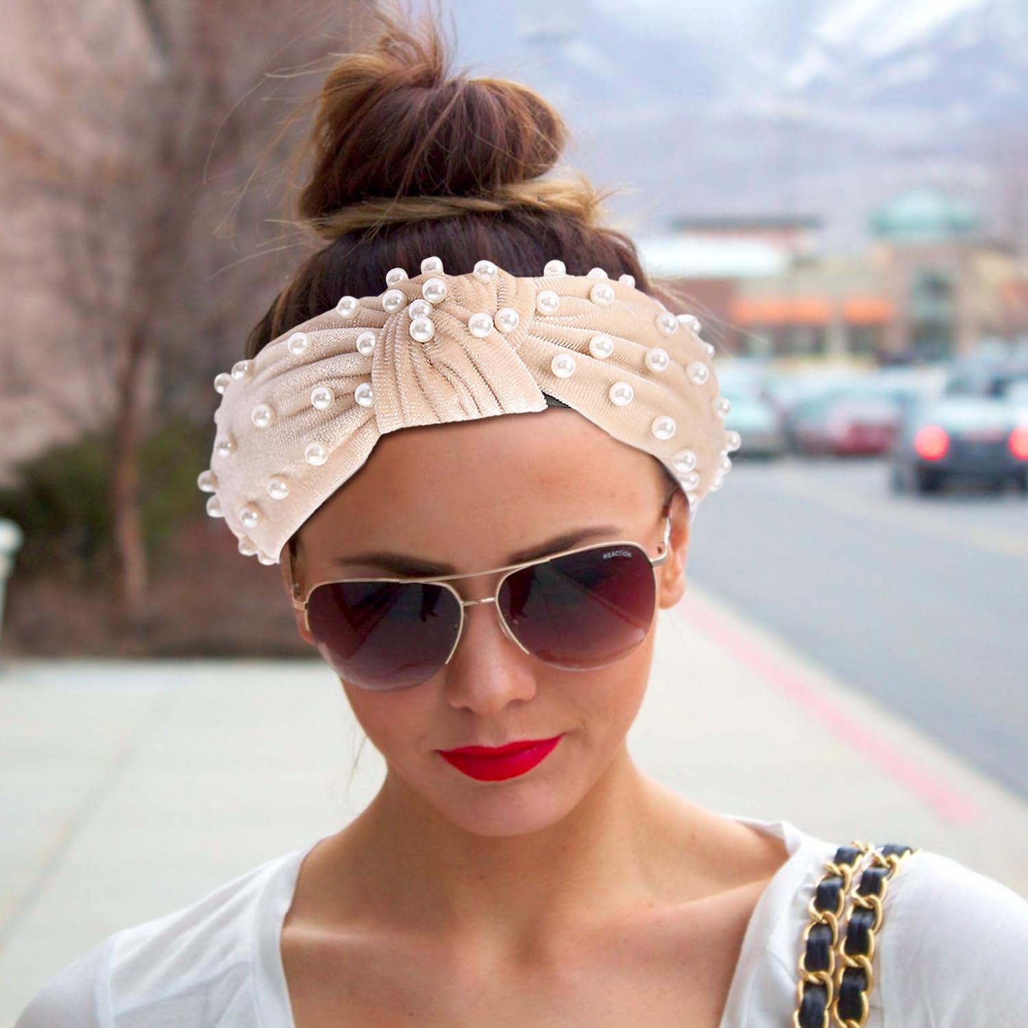 Headbands for Women Pearl Leopard Knotted Elastic Hair Bands Twisted Headwrap Ear Wide Hoops Accessories for Girls Adult Women Cute Knot Head Band 6 Packs (B - Image 4