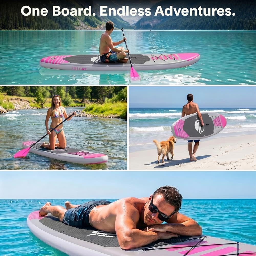 SereneLife Tavola gonfiabile per stand up paddle, tavola da SUP per adulti e ragazzi, kit tavola da surf, spessore 0,63 cm, tavola antiscivolo, ampia posizione, controllo del surf con zaino