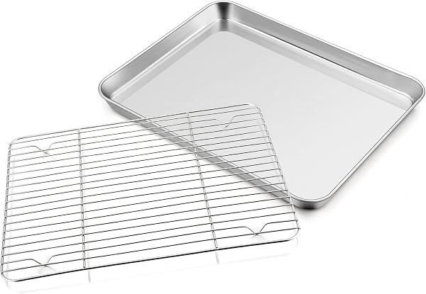 Joyfair Bandeja para horno con rejilla de enfriamiento de acero inoxidable