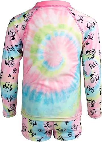 Miniatura 7 de Disney Minnie Mouse - Conjunto de traje de baño con protección UPF 50+ y pantalones cortos de natación para bebés y niños grandes