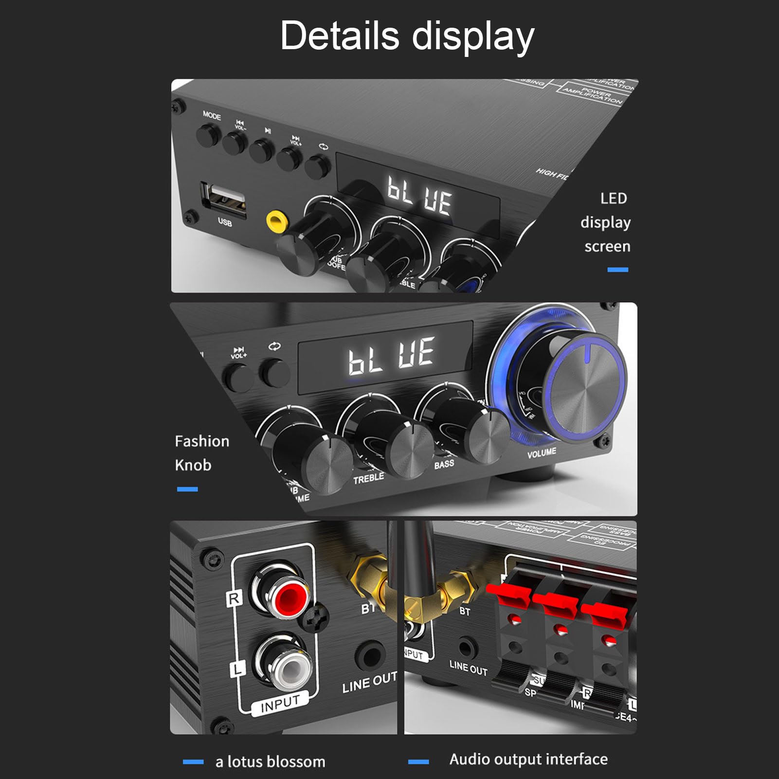 Topiky Amplificatori Stereo per la Casa, Amplificatore Ricevitore AV Stereo a 2.1 Canali con Uscita Subwoofer, Ricevitore Amplificatore Subwoofer Digitale (Spina europea)