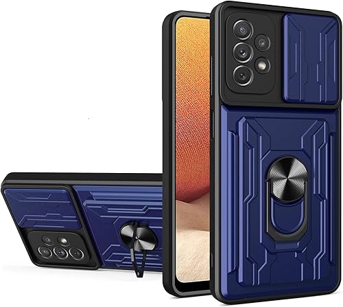 Miniatura 1 de CCSmall Funda para Samsung Galaxy A32 4G (no 5G) con soporte para tarjetas, funda de protección resistente con anillo magnético, función atril,