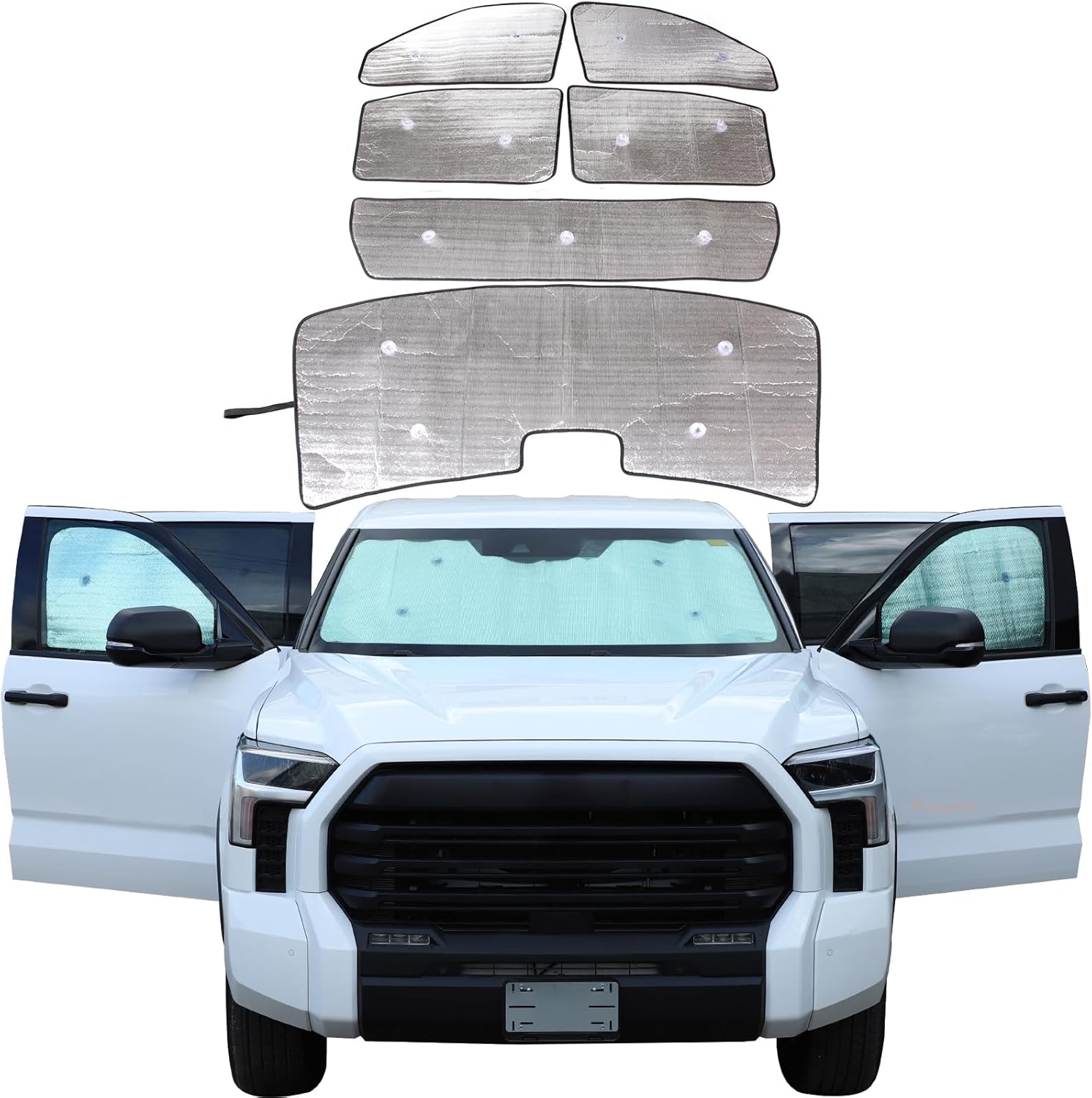 Car Full Windshield Sunshade Compatible with Toyota Tundra 2022-2024 Automotive 6Pcs Windshield Sunshades Foldable Reflective Sun Visor for UV Rays and Sun Heat Full Protect Car Interior Accessories