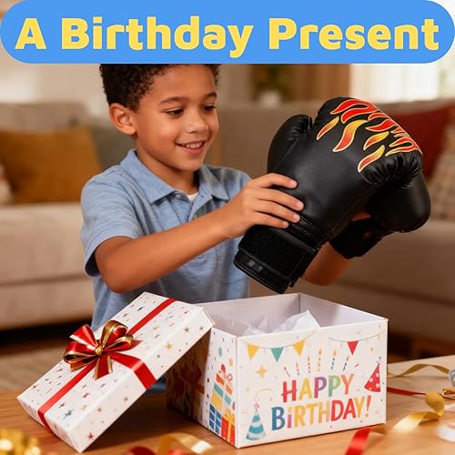 Miniatura 7 de Guantes de boxeo para niños de 3 a 8 años, rojo, azul, negro, 16 onzas, entrenamiento, cierre de velcro, 3.15 pulgadas de largo x 1.57 pulgadas de