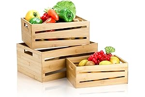 AVLA 3 Pack Bamboo Storage Crates: Nesting Decor for Every Room