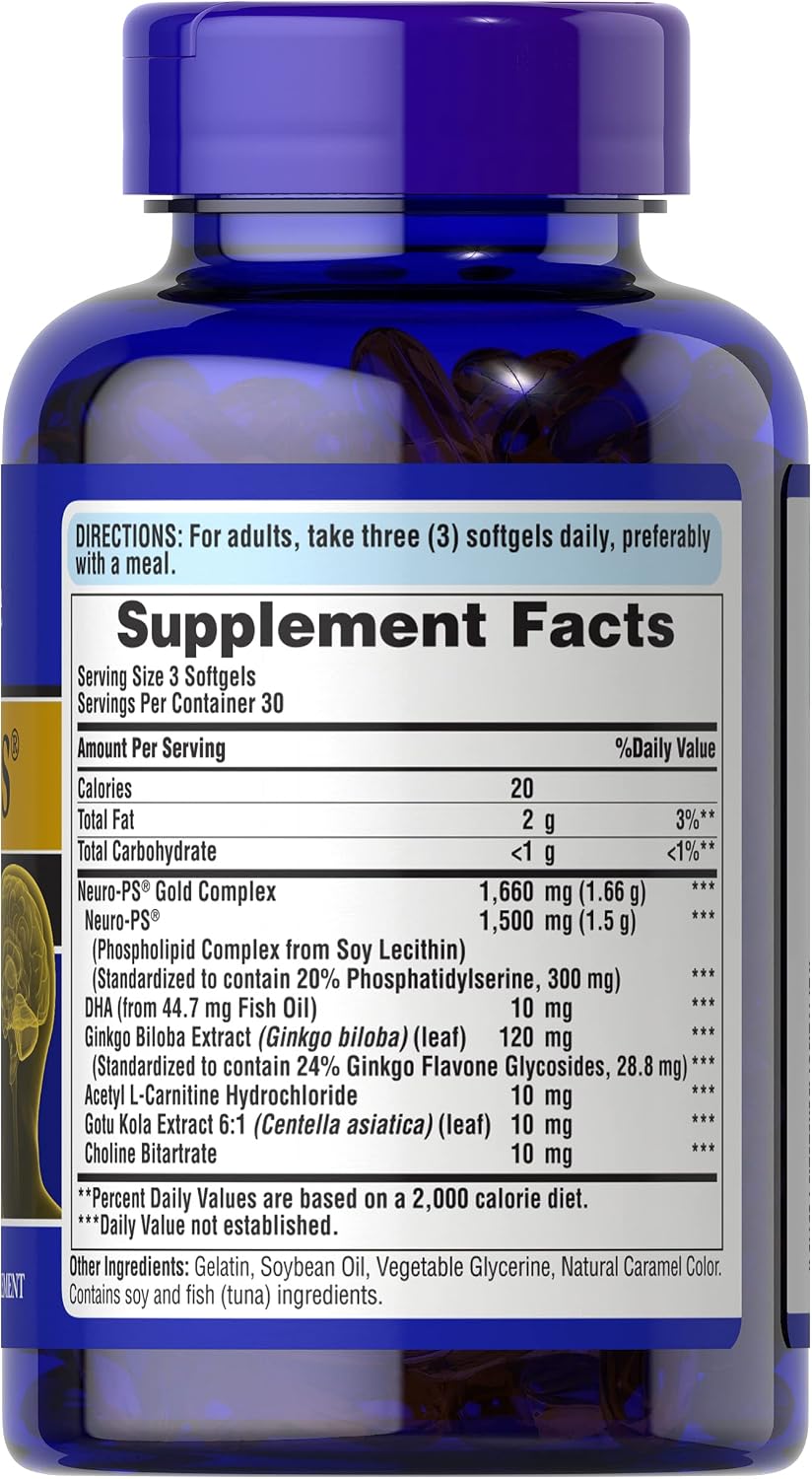 Puritan's Pride Neuro-PS, Gold DHA, Helps Support Memory*, 90 ct
