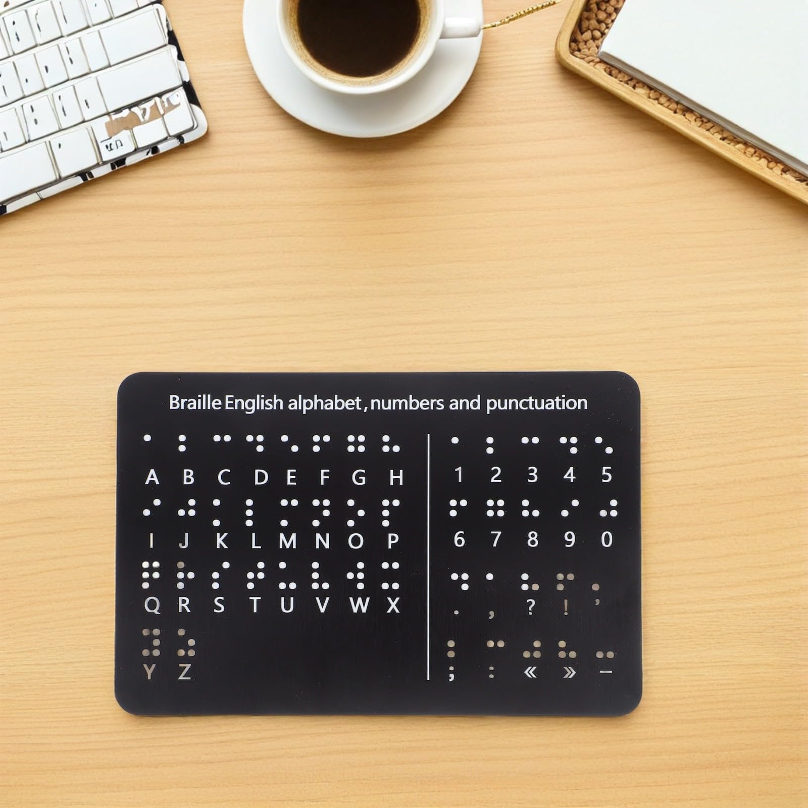 Tablero de Alfabeto Braille con Puntos en Relieve para Números y Signos, Panel Compuesto de Aluminio, Herramienta Educativa para Principiantes en Casa o Escuela