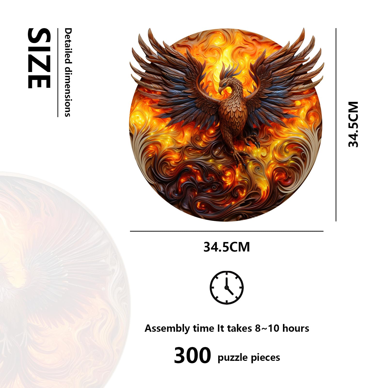 Kingbar 300 PCS Phoenix Wooden Jigsaw Puzzles, Colorful Unique Animal Shape Puzzle Pieces - Image 2