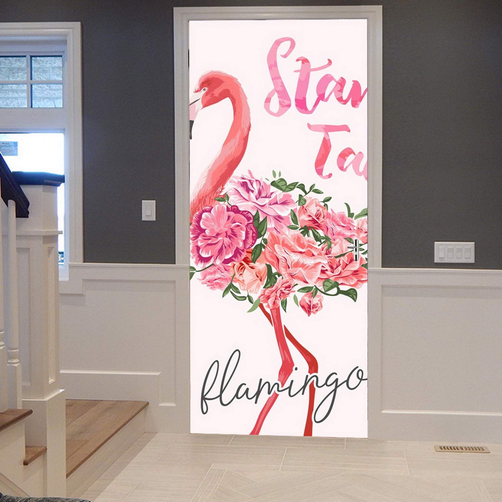 Autocollant poster de porte fleurs 3D et papier peint sticker mural vinyle 77 x 200 cm
