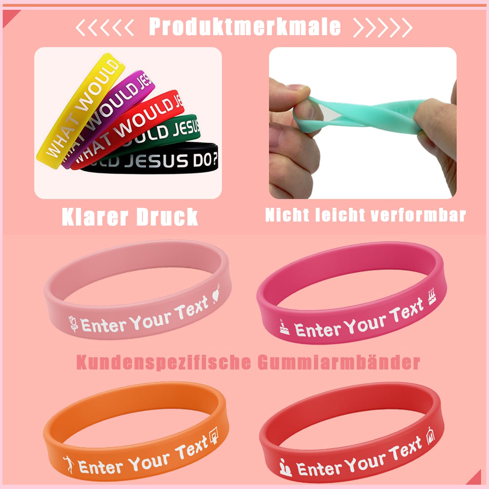 Bracciale in Silicone Personalizzato, Bracciale in Gomma Personalizzato, Bracciale Elastico per Eventi Personalizzato, Stile Silicone,Gomma Feste Braccialetti,Silicone WristbandsStile Unisex, Regalo p