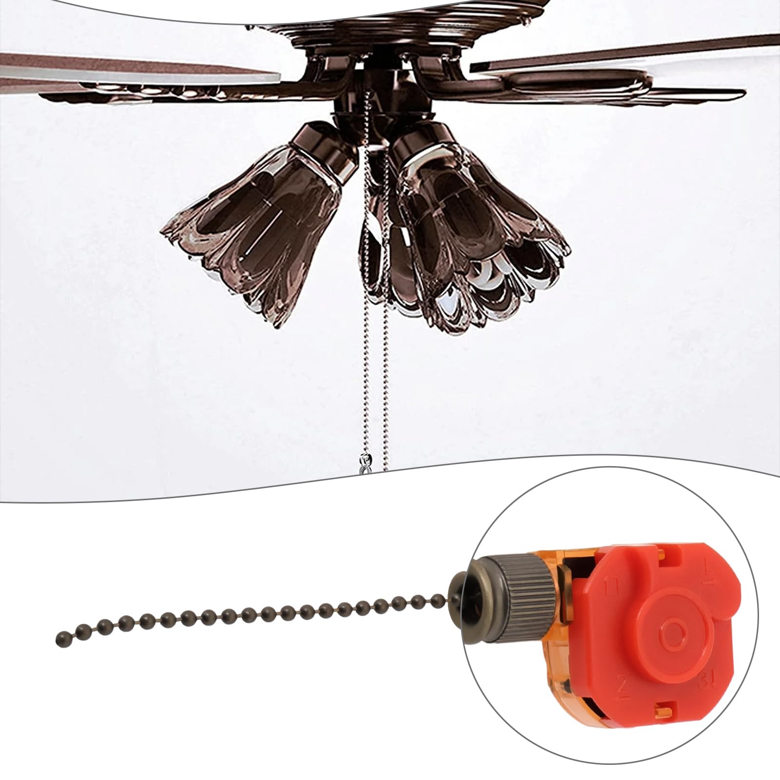 OTOTEC 4Pcs Ceiling Fan Switch 3 Speed 4 Wire Pull Chain Control Switch 250V/3A 125V/6A Replacement Parts for Ceiling Fans Wall Lamps Cabinet Light Bronze - Image 3