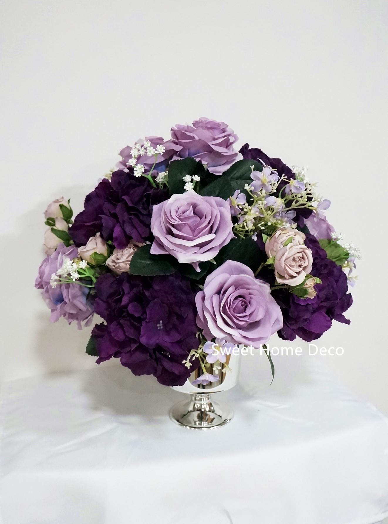 Amazon.com: Sweet Home Deco Silk Rose Hydrange Floral Arrangement 