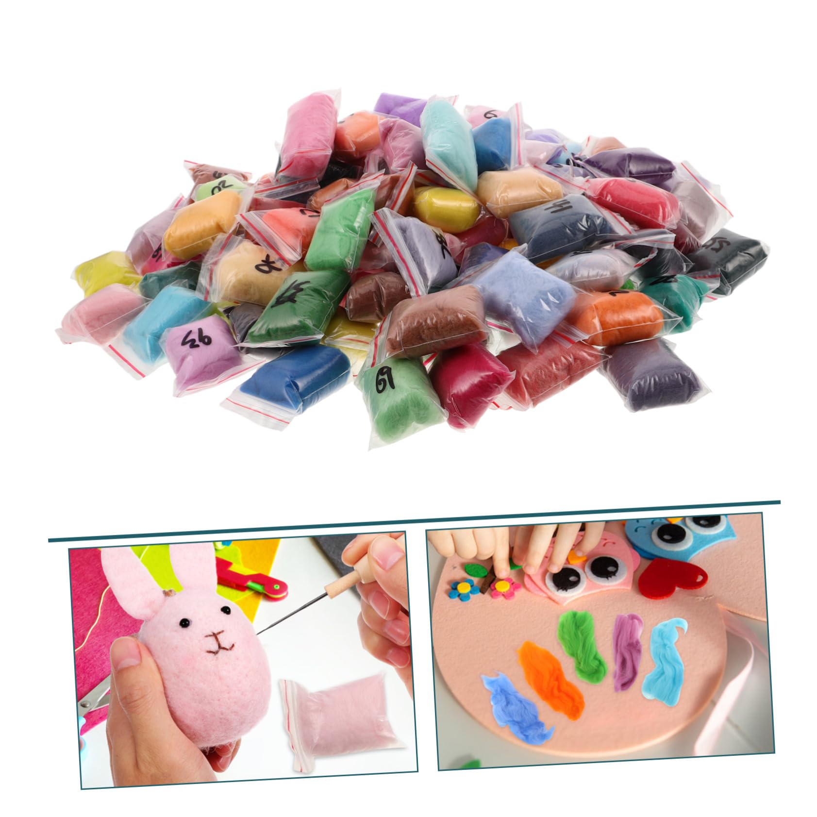 Homoyoyo 100 Piezas Fieltro de Lana Roving Lana Fieltro Aguja Colores DIY Artesanía Creaciones de Hilo