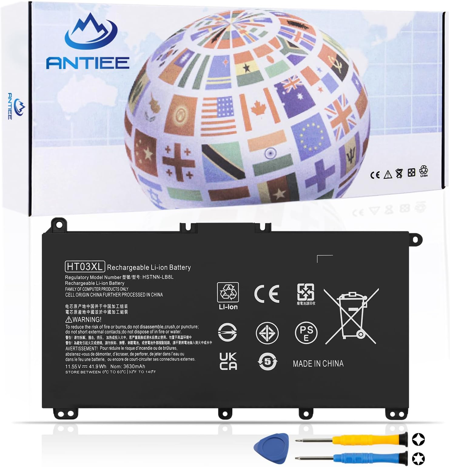 HT03XL Battery for HP - L11119-855 Laptop Battery Replacement for Pavilion 15-DA 15-DB 15-DW 14-CE 14-CF 14-DF 15-CS 17-CA 17-BY Series 15-CS0053CL 15-DA0014DX L11421-542 HT03041XL 41.9Wh 3630mAh