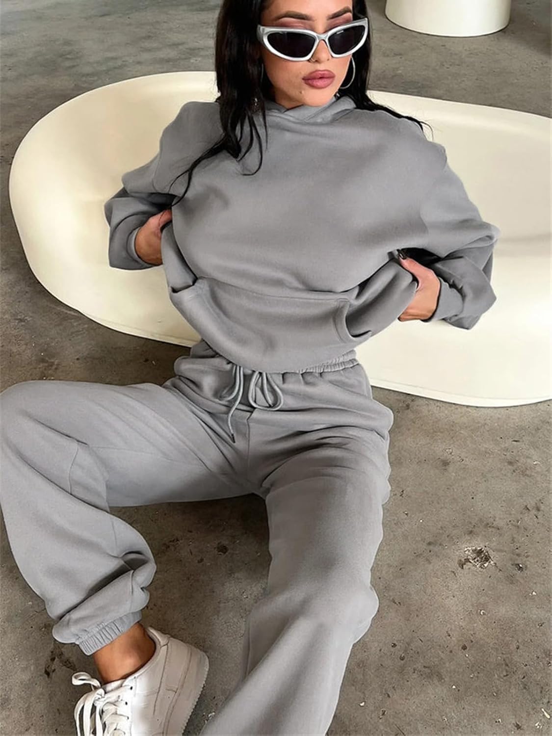 KANSOON Sweatsuits for Women Set 2 Piece Outfits Long Sleeve Hoodie Oversized Sweatshirt Jogger Pants Casual Tracksuit Sets - Image 8