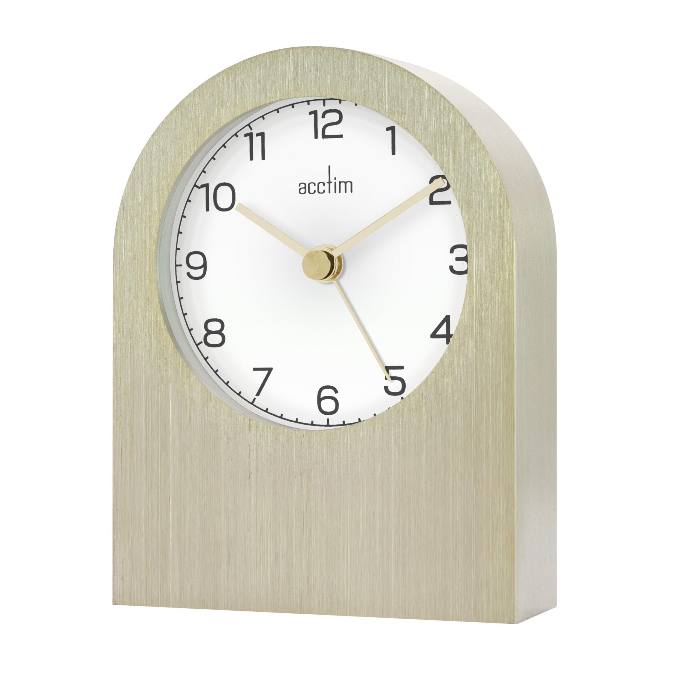 Acctim Champagne Sutherland Mantel Clock Quartz Brushed Metal Contemporary Energy Efficient Movement (Champagne)
