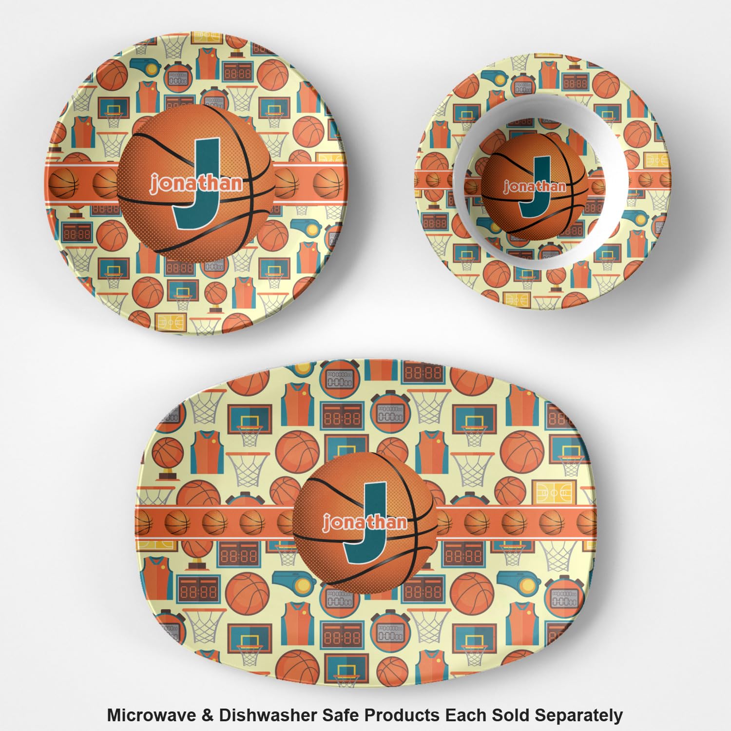 Personalized Basketball Plastic Bowl - Microwave Safe - Composite Polymer