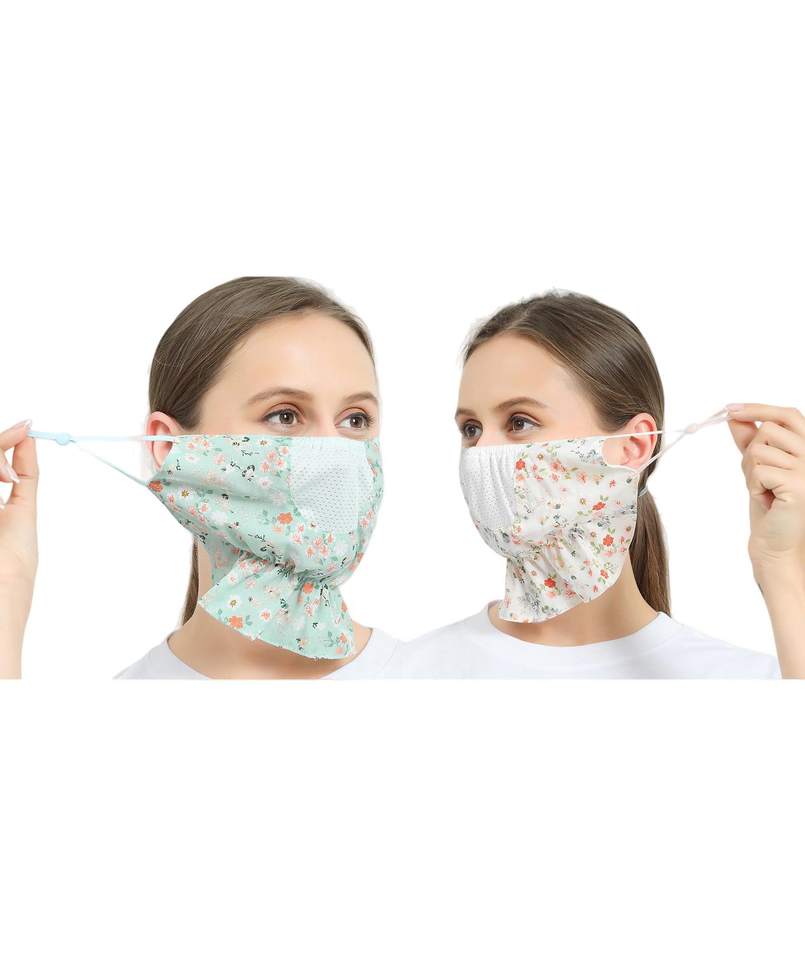 2-Pack Face Cover for Women, Mask for Women Sun Protection, Floral Print Face Cover for Outdoor Activities, Breathable Reusable Face Mask for Driving, Cooking, Biking-image-17