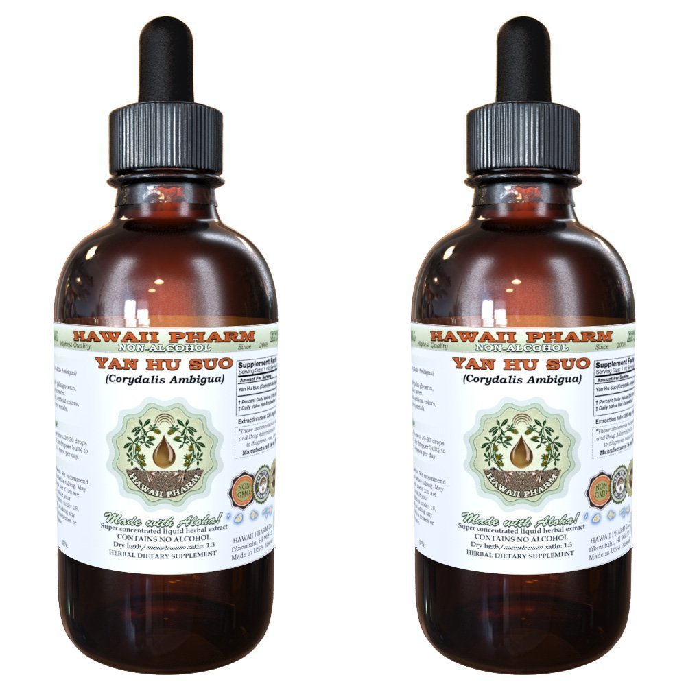 Hawaii Pharm Yan Hu SUO Root Alcohol-Free Extract, 2 fl oz, 2-Pack 2 Fl Oz (Pack of 2)