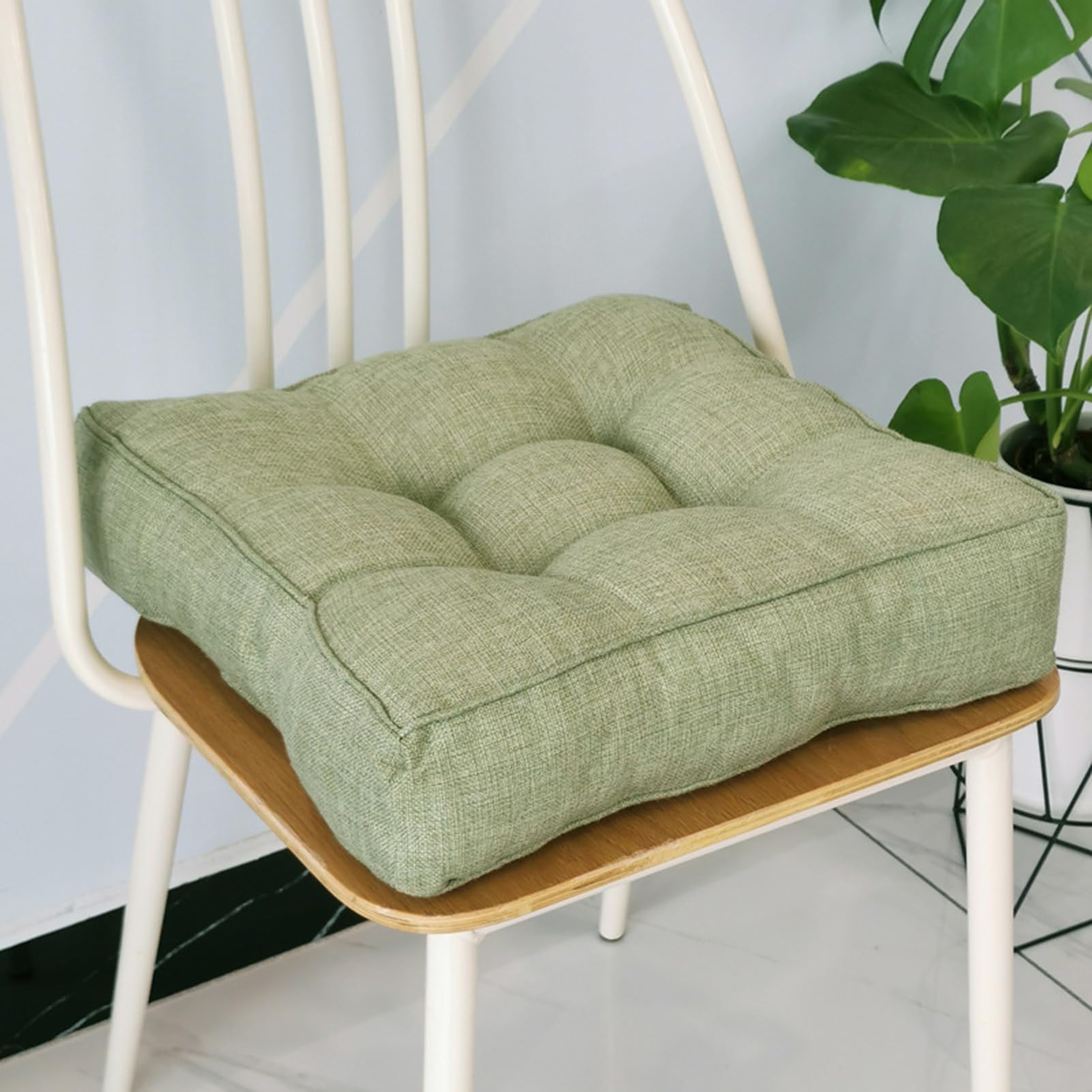 Generisch 2er 4er 6er Set Stuhlkissen 9cm Dicke Polsterung, Komfort Sitzkissen 40x40 45x45cm Für Indoor Outdoor, Sitzpolster Bodenkissen Für Esszimmer Küche Garten Stühle,Grün,6er Set 40x40